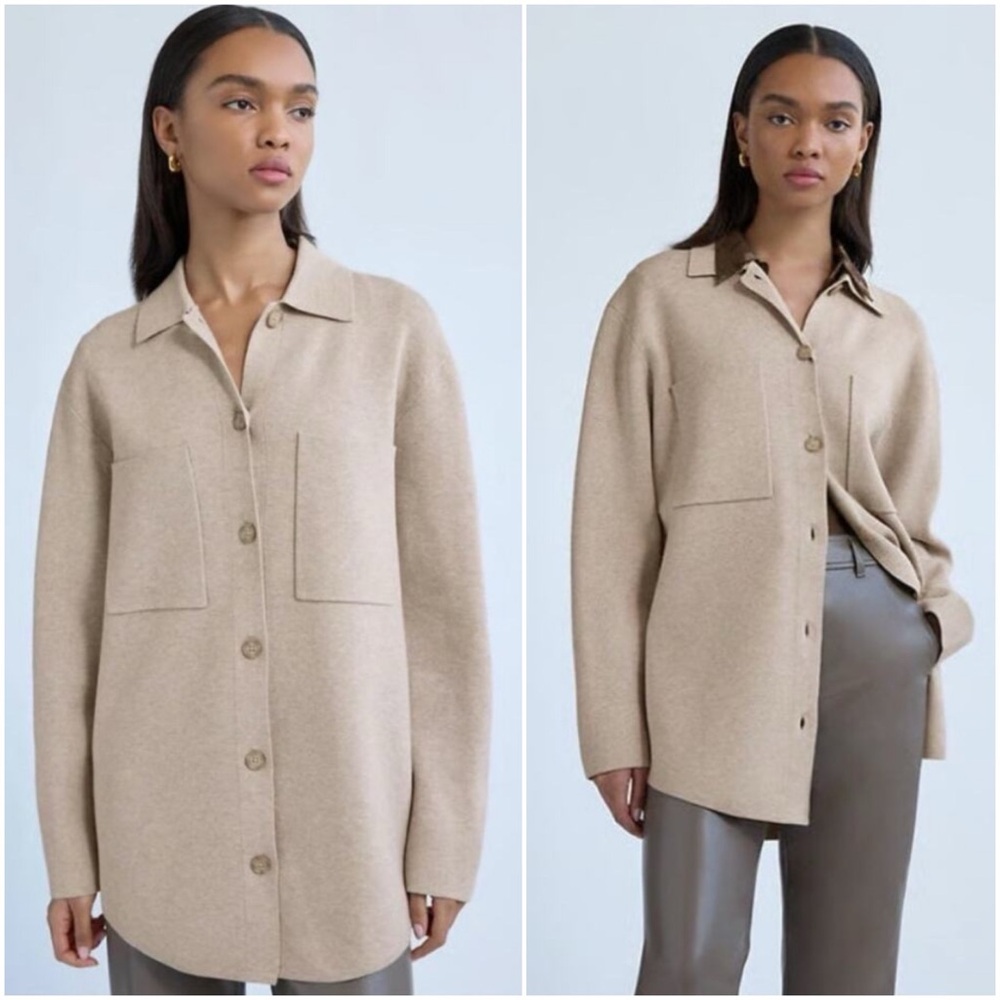 Aritzia The Group by Babaton Society Shirt Jacket Heather Oatmeal XS